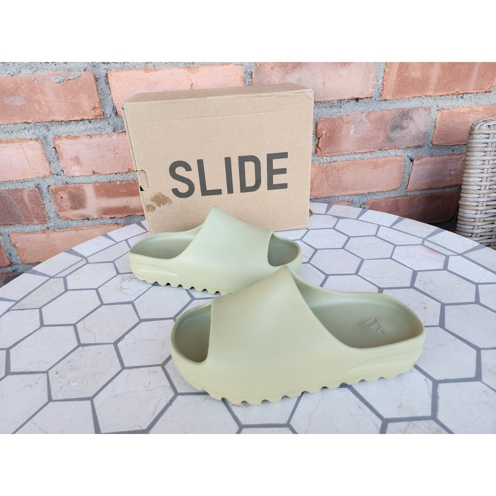 DS Kids Size 10k Gs Yeezy Slide Kids Fx0495 Green Resin New Foam Eu28 Rare 10